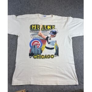 Vintage 90s Chicago Cubs Mark Grace T Shirt Mens XL White Salem MLB Baseball